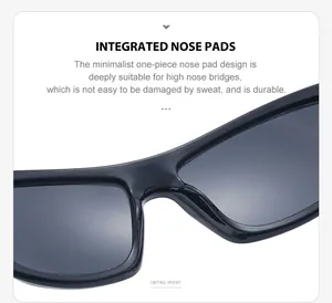 Detailansicht der integrierten Nasenpads einer schwarzen Y2K Sportsonnenbrille