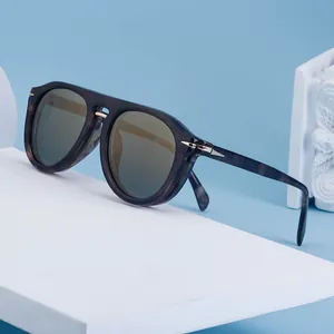 Retro oversized magnetic clip-on sunglasses with grey frames and dark tinted lenses