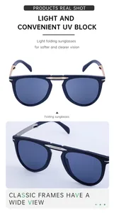 Detailansicht der faltbaren Funktion und des UV-Schutzes der schwarzen Piloten-Sonnenbrille