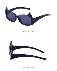 Détails de lunettes de soleil chauve-souris noires sous des angles de 45 et 90 degrés