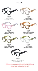 Colección de gafas de filtro de luz azul con montura cuadrada en varios colores unisex