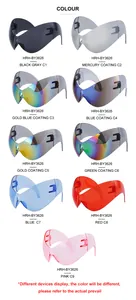 Multiple colorful oversized wraparound cycling sunglasses in a 3x3 grid layout display