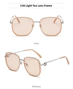 Vue de face et détail à 45 degrés de lunettes de soleil en métal avec verres thé