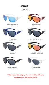 Grid view of LDH-6772 sport sunglasses in multiple colors and colorful coated lenses