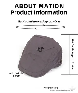 Paramètres de taille détaillés de la casquette plate grise en coton avec broderie