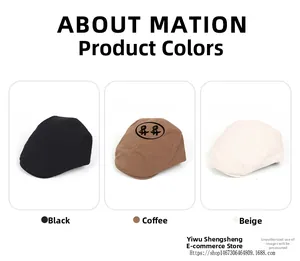 Detailed view of casual linen ivy caps in black, coffee, and beige color options
