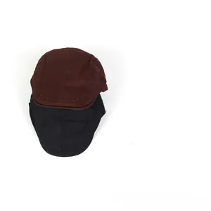 Détails de casquettes gavroche vintage marron et noir avec coutures de qualité