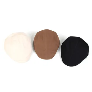 Breathable cotton linen ivy flat caps set in beige brown and black for men and women