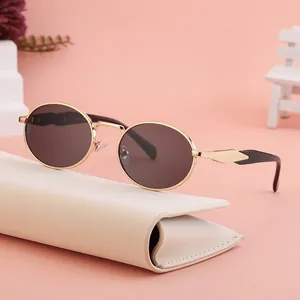 Retro Oval Sunglasses For Women Trendy Small Frame PC Metal UV400 Gradient Lens Fashion Sunglasses For Travel Driving Party