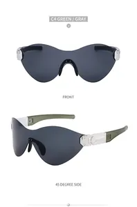 Vorder- und Seitenansicht der Sport-Sonnenbrille mit grünen matten Bügeln im Detail