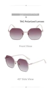 Vues détaillées de la monture blanc crème doré et verres polarisants rose thé