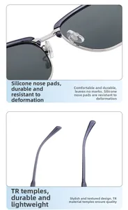 Détails des plaquettes de nez en silicone souple et des branches légères en TR sur lunettes