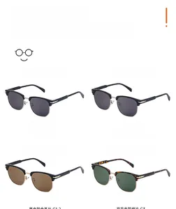 Quatre couleurs de lunettes de soleil polarisées carrées avec monture métal rétro