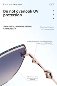Detail of rose gold metal hinges and purple gradient nylon lenses on square sunglasses