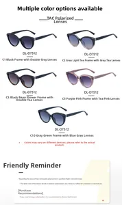 Detailed grid showing five color variants of cateye polarized sunglasses with metal accents