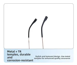 Detail of durable gold metal and black TR temples for square semi-rimless sunglasses