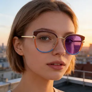 Gafas de Sol Fotocromáticas Cuadradas para Mujer Montura de Metal TR Bloqueo de Luz Azul UV400 Lentes de Degradado para Dama