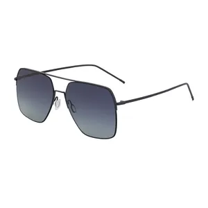 Lunettes de soleil polarisées carrées pour hommes avec monture en métal et verres dégradés