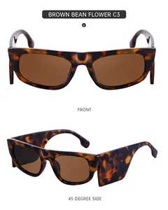 Detailansichten der Schildpatt-Sonnenbrille mit breitem Rahmen und braunen Gläsern C3