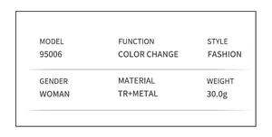 Especificaciones del modelo 95006 con montura de TR y metal y función de cambio de color