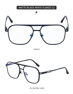 Detailed macro view of matte black metal square frame and spring hinges on sunglasses