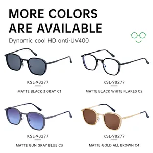Square metal sunglasses in four matte colors with HD Anti-UV400 lenses and spring hinges