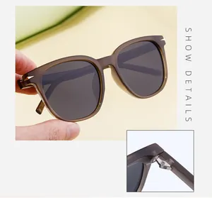 Detail shot of the sturdy metal hinge construction on large TR90 polarized sunglasses