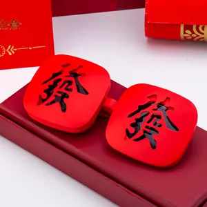 Red festive children sunglasses with Fa character design for 2025 Chinese New Year