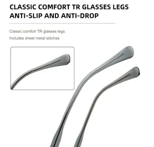 Detail of square sunglasses TR temples with anti-slip metal core and grey finish