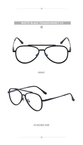 Matte black aviator frames showing front and 45-degree side view for outdoor driving