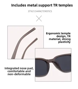 Detail of TR90 frame with metal-core temples and ergonomic nose pads for comfort