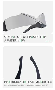Détail de la monture en métal argenté et des branches noires de ces lunettes punk modernes