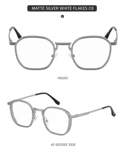 Macro detail of matte silver vintage square sunglasses with engraved metal frame textures