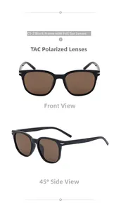 Polarized TR90 sunglasses with black frame and brown TAC lenses from two view angles