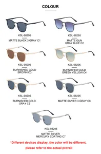 Grille détaillée montrant sept options de couleurs pour les lunettes de soleil KSL-98295