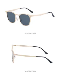 Vues détaillées de lunettes de soleil vintage avec monture en métal doré et verres sombres