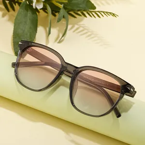 Stylish TR90 polarized sunglasses with gradient lenses and grey translucent frame