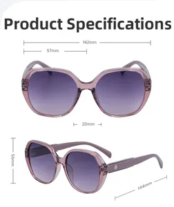 Detail der quadratischen lila Sonnenbrille mit Verlaufsgläsern und silbernem Ringdekor
