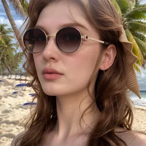 Retro Round Metal Sunglasses For Women Men Fashion Gradient Lens UV400 Protection Vintage Punk Outdoor Travel Eyewear