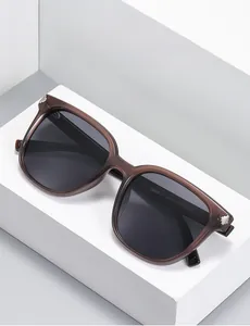 Détails de lunettes de soleil polarisées avec monture marron et accents argentés