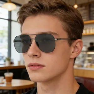 Men Square Polarized Sunglasses Nylon Lens Metal Frame UV400 Protection Double Bridge Outdoor Fashion Sunglasses For Driving
