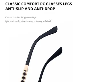 Detail showing non-slip black PC temples with gold metal hinges on sports sunglasses