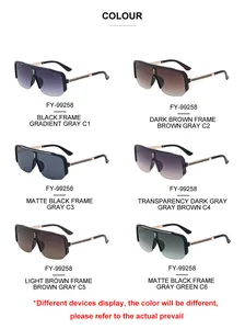 Detailed grid display of six diverse lens colors and metal frames for sports sunglasses