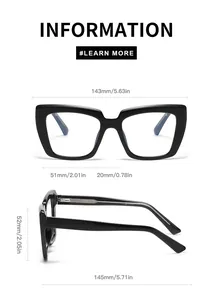 Guida alle taglie per occhiali cat-eye con larghezza 143mm e specifiche dettagliate
