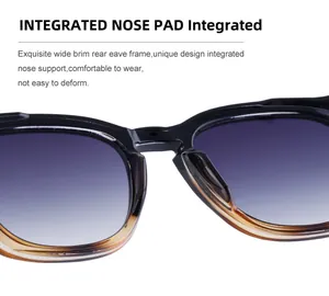 Close-up of integrated nose pads and square frame details of vintage mens sunglasses