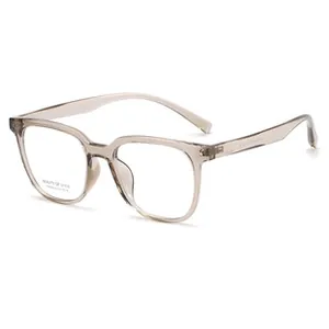 Detailed 45-degree angle shot of transparent vintage square frames for stylish optical wear