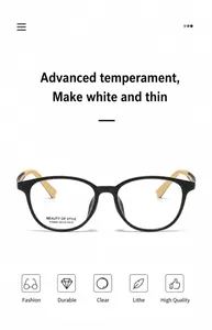 Detail view of square black eyeglass frames showing KT62601 model and size specs