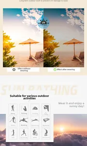 UV protection comparison and 12 outdoor sport icons for nylon rimless sunglasses