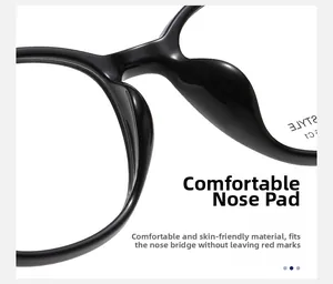 Macro shot of integrated nose pads on stylish square glasses for a comfortable skin-fit