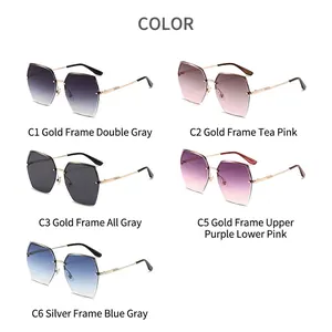 Women fashion rimless TR90 nylon sunglasses with diamond cut lenses in multiple colors